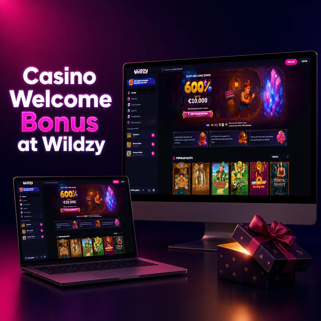 Wildzy Casino 600% Welcome Bonus up to EUR 10,000 for new UK players on first deposit