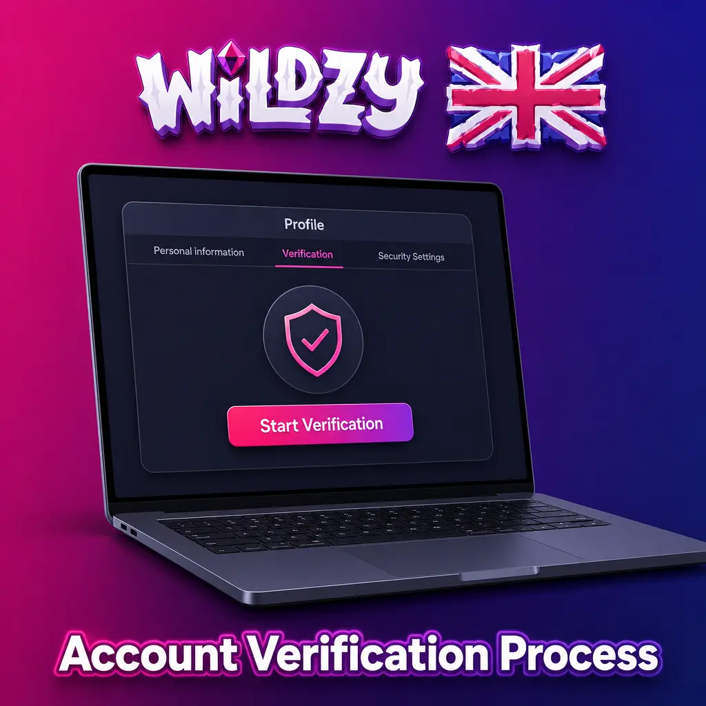 Wildzy account verification steps showing ID, address, and payment method checks required by UK Gambling Commission rules