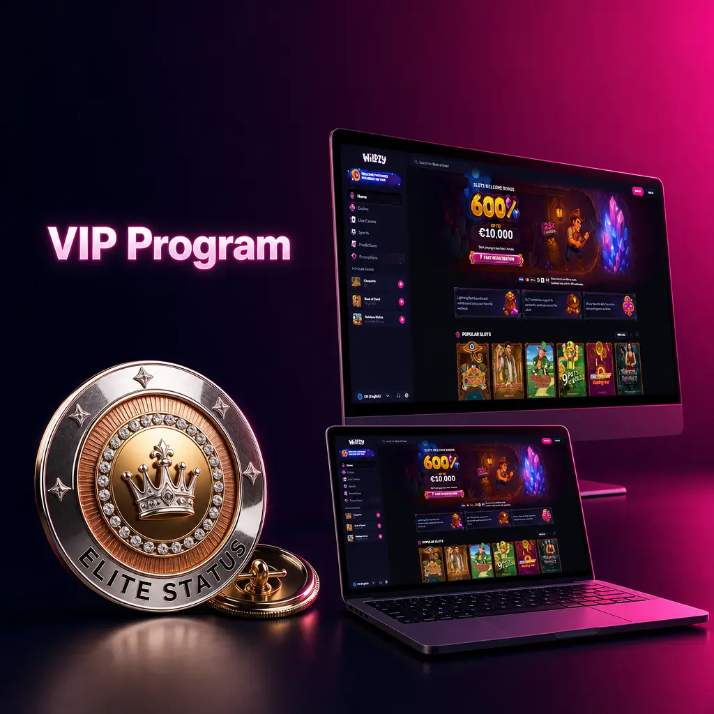 Wildzy VIP loyalty programme tiers from Bronze to Diamond with exclusive rewards and perks for dedicated players